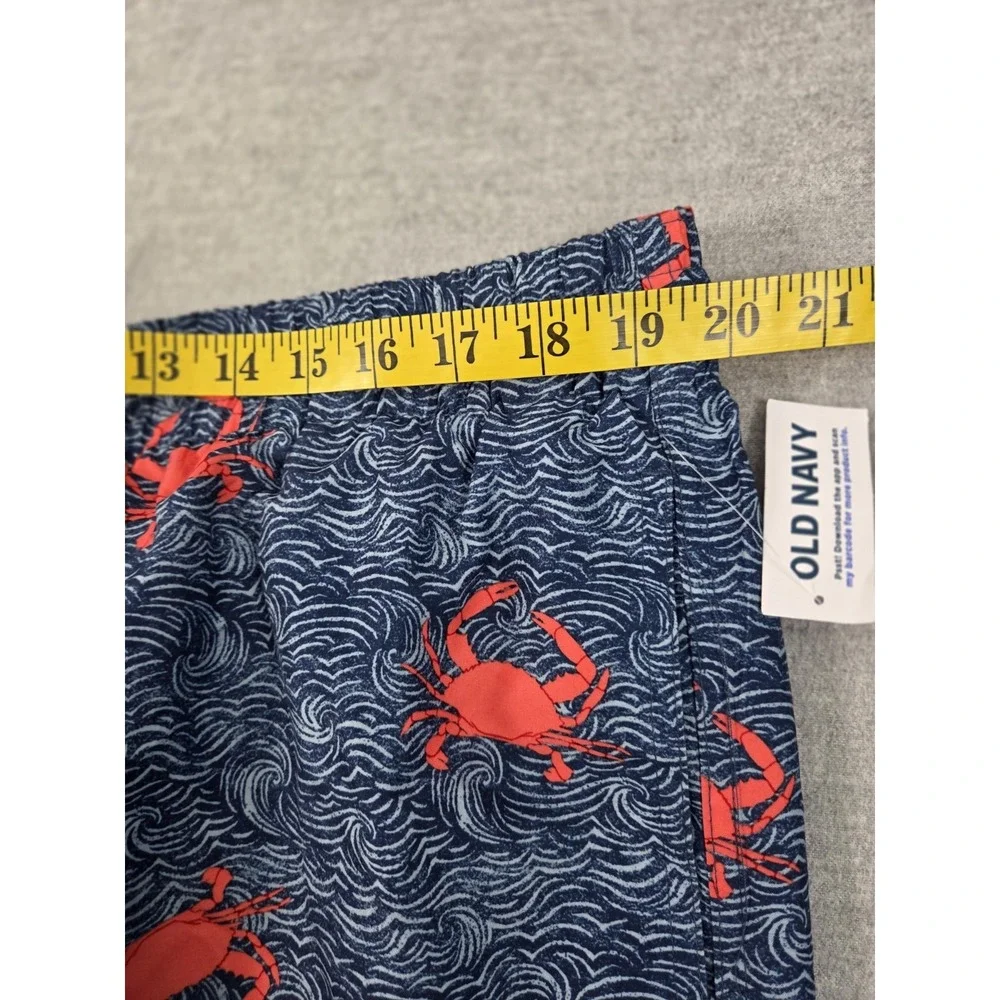 OLD NAVY Swim Trunks XL Red Crabs Nautical Mesh Pockets Elastic Tie Waist NEW